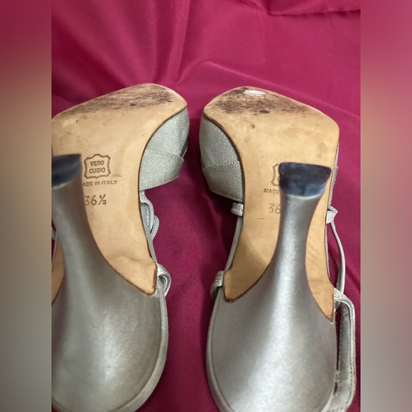 MANOLO BLAHNIK Satin & Suede Slingback Pumps  36.5 Champagne EUC - Picture 12 of 12